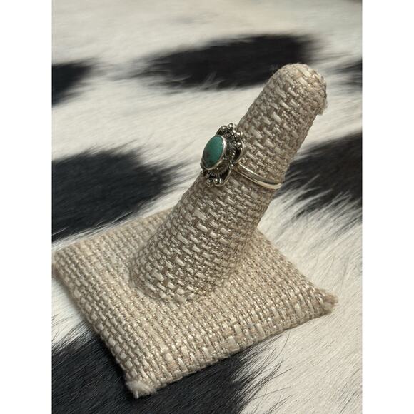Native American Southwest Sterling Silver Turquoise Ring Single Stone Stacker - Picture 3 of 10
